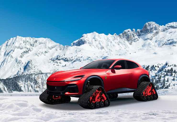Ferrari Purosangue dotata di cingoli