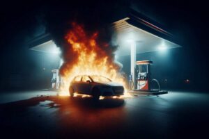 Una supercar americana prende fuoco al distributore: immagini che fanno spavento (VIDEO)